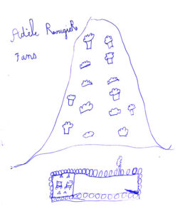 Dessin d'Adèle laissé dans le livre d'or du gîte en 2018